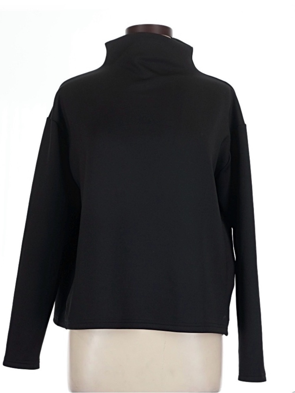 ADAY Like A Boss Funnel Neck Pullover Blouse Black sz L